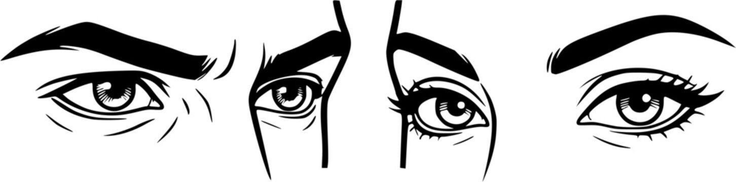 Eye makeup icon set vectors black line beauty symbols