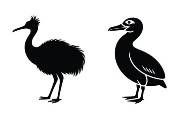 Obraz premium Pair of water bird silhouettes vector