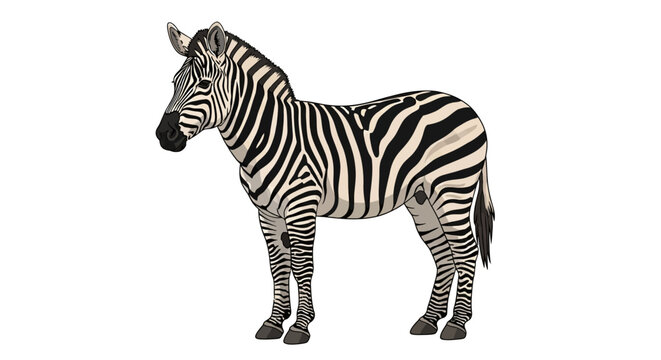 A zebra standing on a white background.