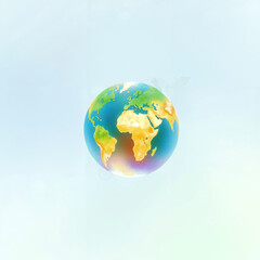 Naklejka premium Globe illustration on a light background representing Earth and its continents.