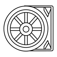 Fototapeta premium Mechanical wheel outline drawing in square border graphic