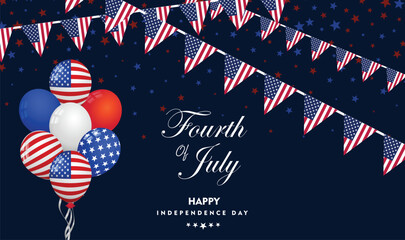Patriotic Fourth of July bunting and balloons © yaqoob