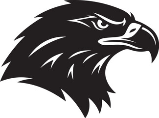 Fototapeta premium Black and white eagle head illustration with sharp feathers and gaze