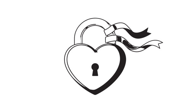 Heart-shaped lock with ribbons symbolizing love and security.