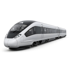 Fototapeta premium Modern High-Speed Train Commuter on White Background, Futuristic Transportation