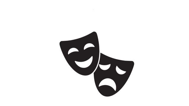 Two Comedy Masks Representing Theater and Performance Arts.