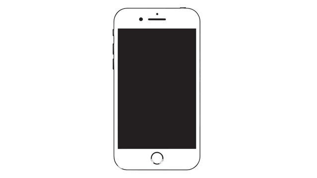 Modern smartphone with blank screen on a white background for technology and communication themes.