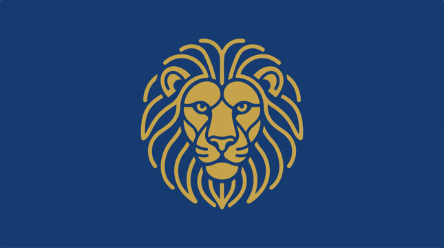 Golden Lion Head Illustration.