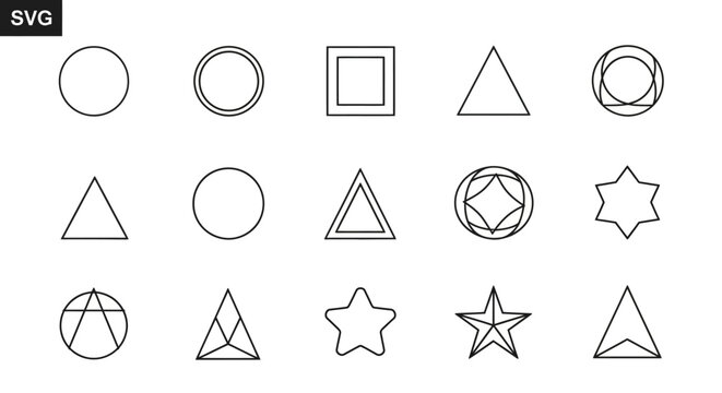 Geometric shapes icons set.