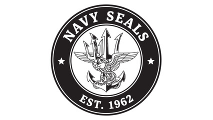 Obraz premium Navy Seals emblem featuring eagle anchor and shield with established year 1962.
