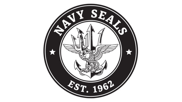 Navy Seals emblem featuring eagle anchor and shield with established year 1962.