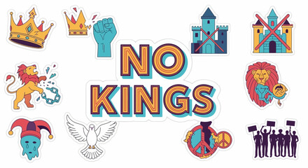 Naklejka premium No Kings Protest or Movement Signs.