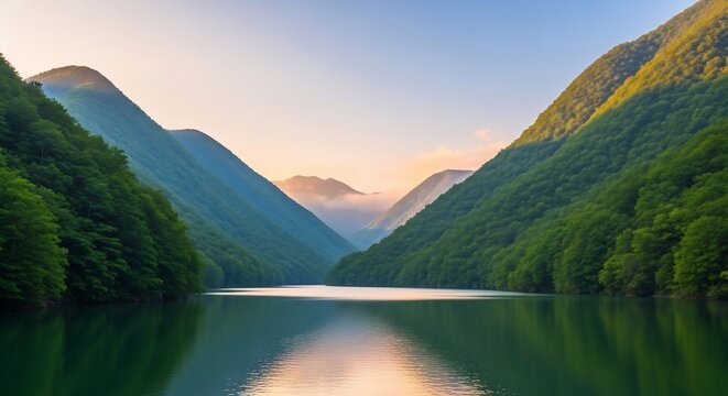 Mountain lake landscape tranquility