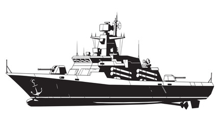 Fototapeta premium Modern navy patrol boat navigating through open waters with a clear sky.