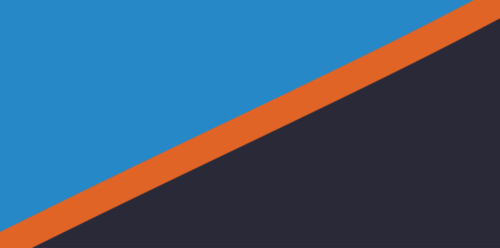 Minimalist diagonal split vector background. Simple vector illustration background with a clean orange diagonal line dividing deep blue and dark black sections for elegant presentation slides.
