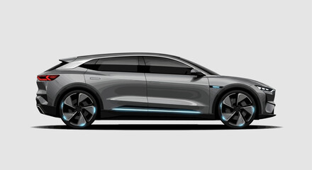 Fototapeta premium Modern electric SUV concept car on a clean background.