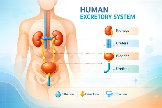 Human Excretory System Medical Vector Infographic