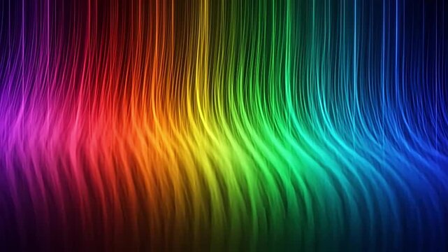Abstract background of flowing wavy vertical lines in rainbow colors