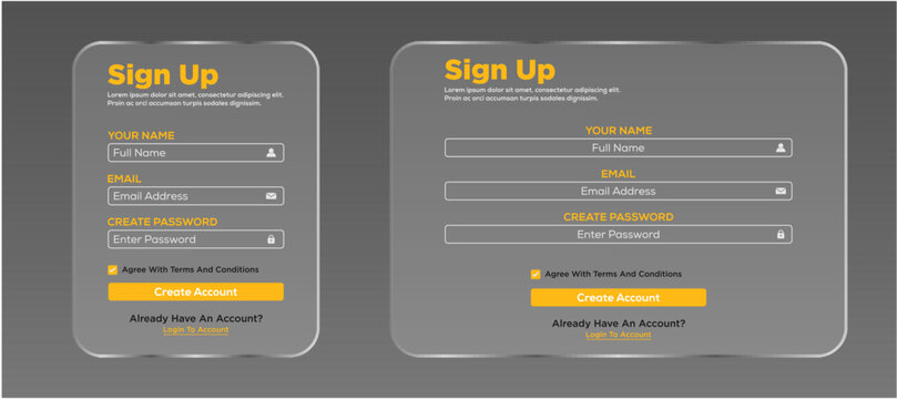 sign up form web design transparent ui