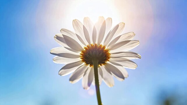 White daisy flower against blue sky