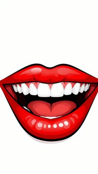 Red Lips Pout Mouth Open Wide White Background Cinematic Footage