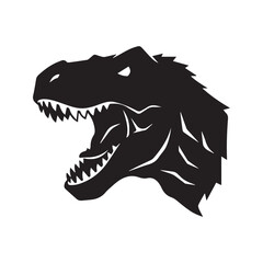 Angry roaring tyrannosaurus rex dinosaur head silhouette logo vector illustration  © Journey