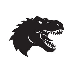 Angry roaring tyrannosaurus rex dinosaur head silhouette logo vector illustration  © Journey