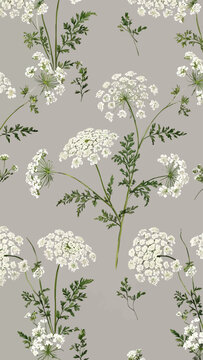 Beautiful seamless pattern featuring white peony flowers and green leaves on a light background for vintage romantic wallpapers and elegant textile design.
