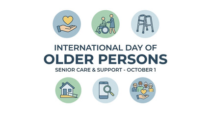 Fototapeta premium International Day of Older Persons Awareness. Vector Illustrations. EPS Editable