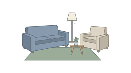 Fototapeta premium Living room furniture with sofa chair. Vector Illustrations. EPS Editable