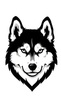 Wolf Head Silhouette Black White Realistic Artistic Portrait