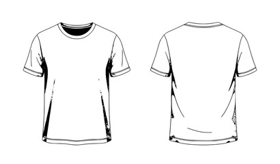 Naklejka premium Blank T Shirt Mockup Front and Back View Vector Illustration for Fashion Branding