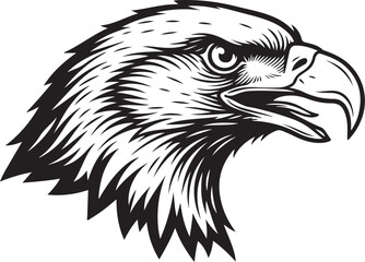 Obraz premium Majestic Eagle Head Illustration in Black and White Colors