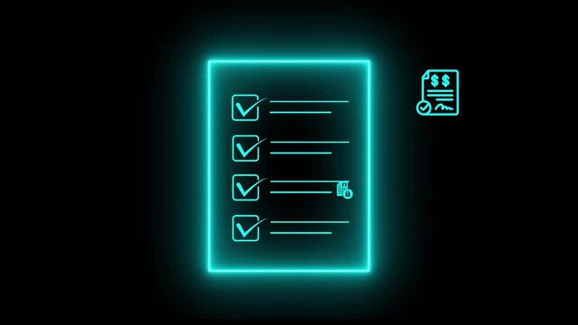  Blue glowing digital contract icon with electronic signature pen on dark background for fintech and legal technology concept.