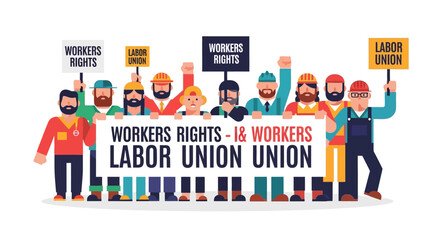 Obraz premium Protest against unfair labor practices by union members holding signs about workers rights