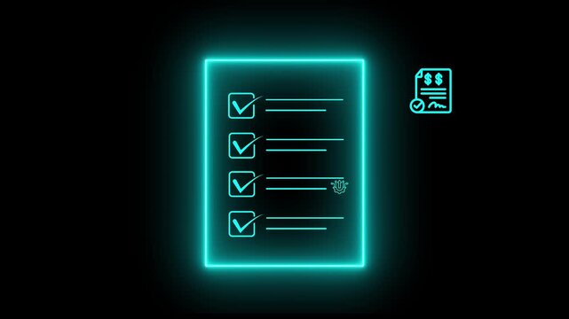  Professional neon business briefcase icon for digital commerce and corporate investment management concept.