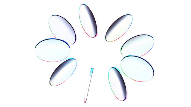 Abstract Iridescent Refraction Glass, 3D Render.  