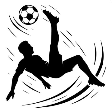 Solid black silhouette of soccer player doing bicycle kick