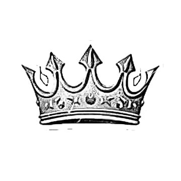 Hand drawn crown with points, textured band, and engraved motifs, rendered in sketch style, isolated on transparent background.