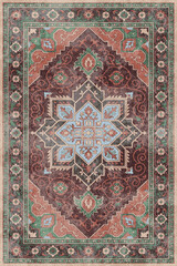 Naklejka premium Folk style traditional printed Carpet with trending colors and texture in high resolution 
