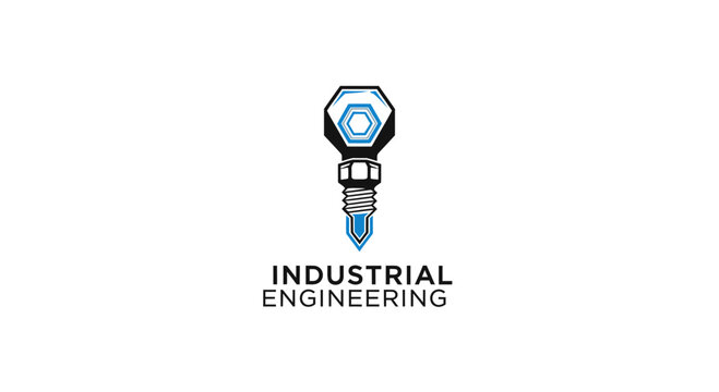Industrial Engineering Concept with Bolt and Hexagonal Tool