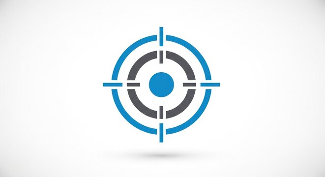 A blue and white target with a bullseye in the center, set against a white background with a slight shadow.
