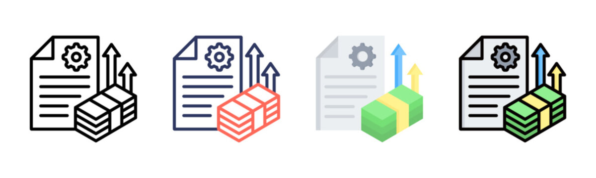 Cost icon set multiple style collection