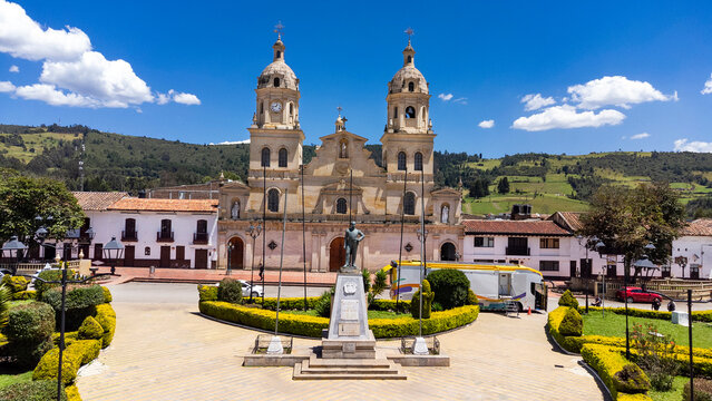 Santa Rosa de Viterbo, Boyac&aacute; - Colombia. February 27, 2026. Catholic parish located in the town's main park.