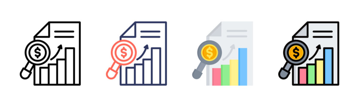 Analysis icon set multiple style collection
