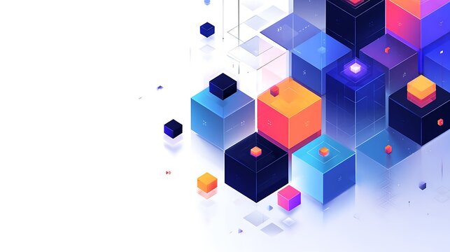 Abstract AI interface with modular blocks and clean composition, strong hierarchy for website hero section