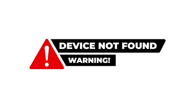 Device Not Found Warning Symbol Animation With Red Hazard Icon And Exclamation Mark For System Alert On White