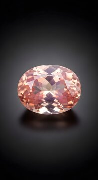 A beautifully cut imperial topaz gemstone sparkles against a dark background showcasing its clarity.