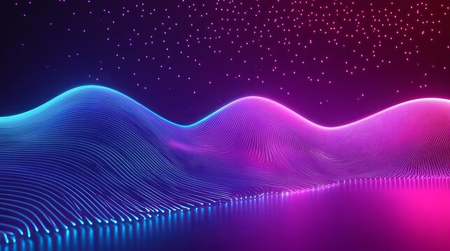 Big neon wave abstract glowing fluid light background design