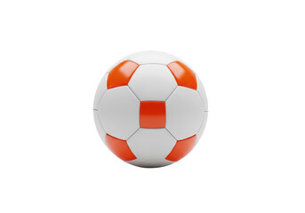 Fototapeta premium A soccer ball with orange and white panels isolated on transparent background